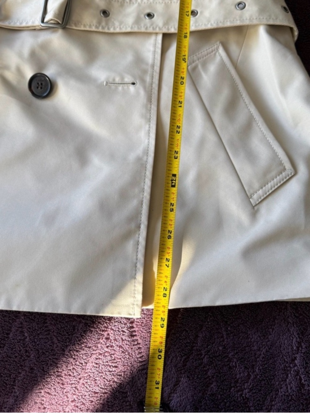 Coach Beige Double-Breasted Trench Coat with Belt - Picture 5 of 11